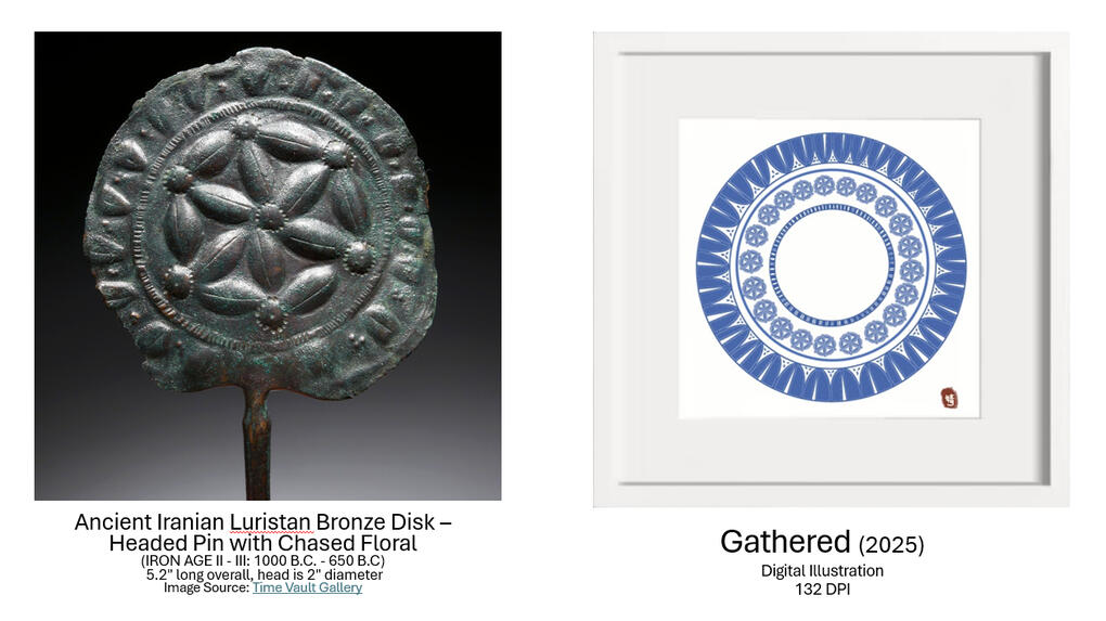 “Stillness” is an early acrylic landscape inspired by Bob Ross’s teaching. The calm lake, tall trees, and distant mountains reflect the artist’s search for peace and balance in a busy world.